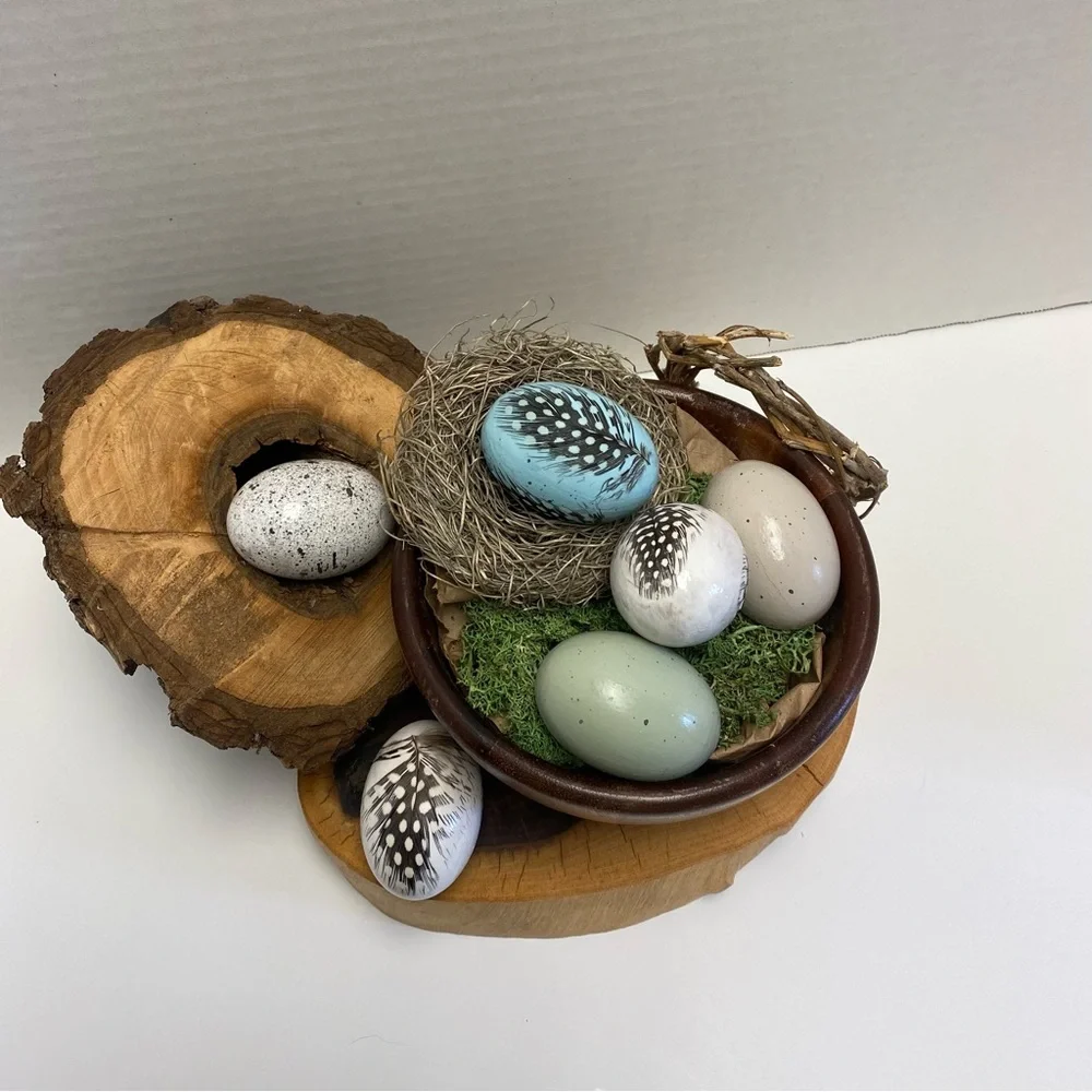 Rustic Farmhouse hand crafted wooden egg decor